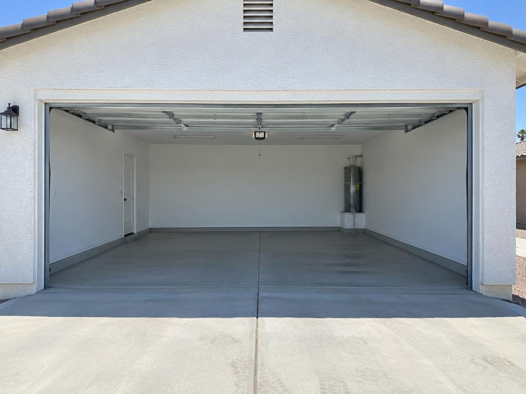Illustrative example of an empty garage after clearing